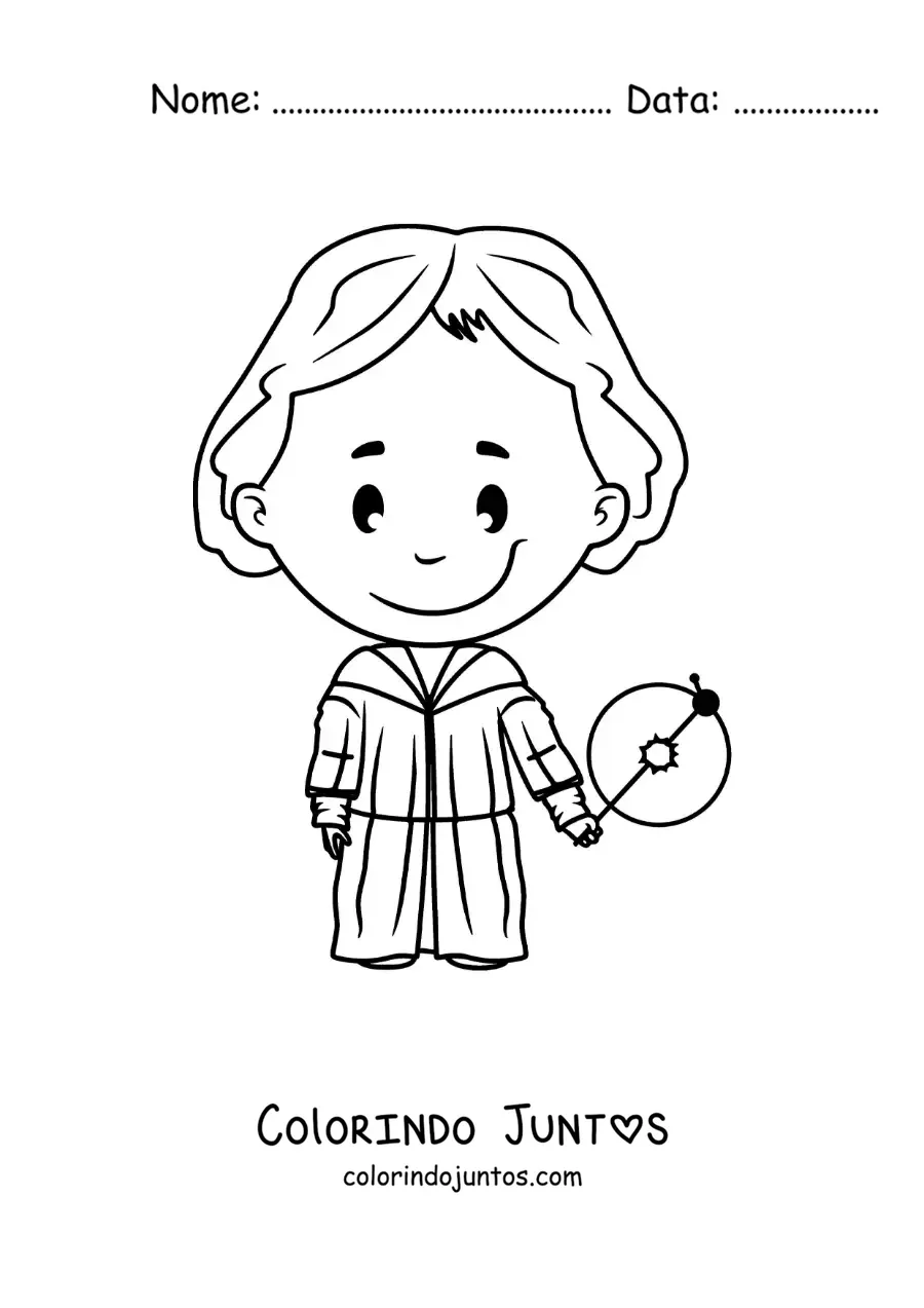 Desenho para colorir de Nicolau Copernico kawaii
