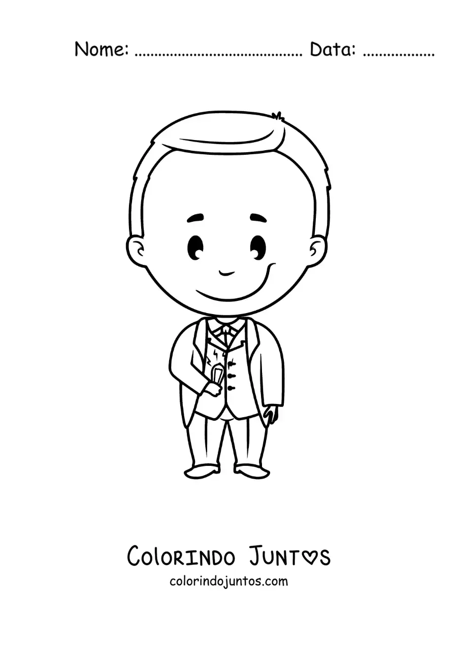 Desenho para colorir de Thomas Edison kawaii