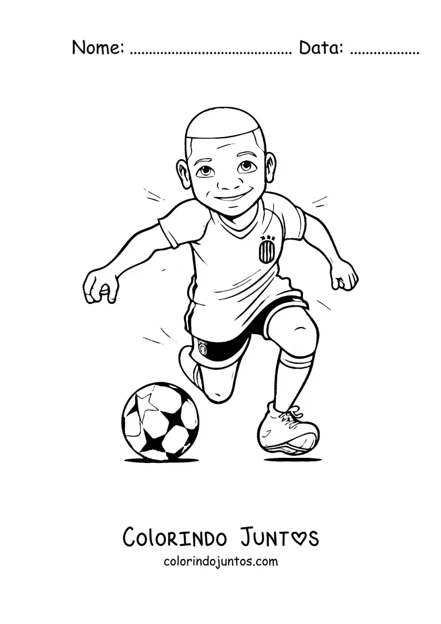 Desenho para colorir de uma caricatura de Kylian Mbappe