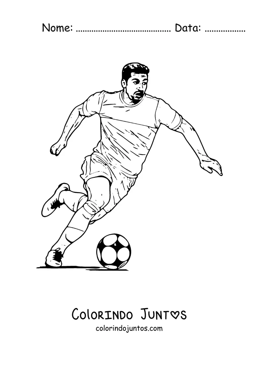 Desenho para colorir de Luis Suarez jogando futebol