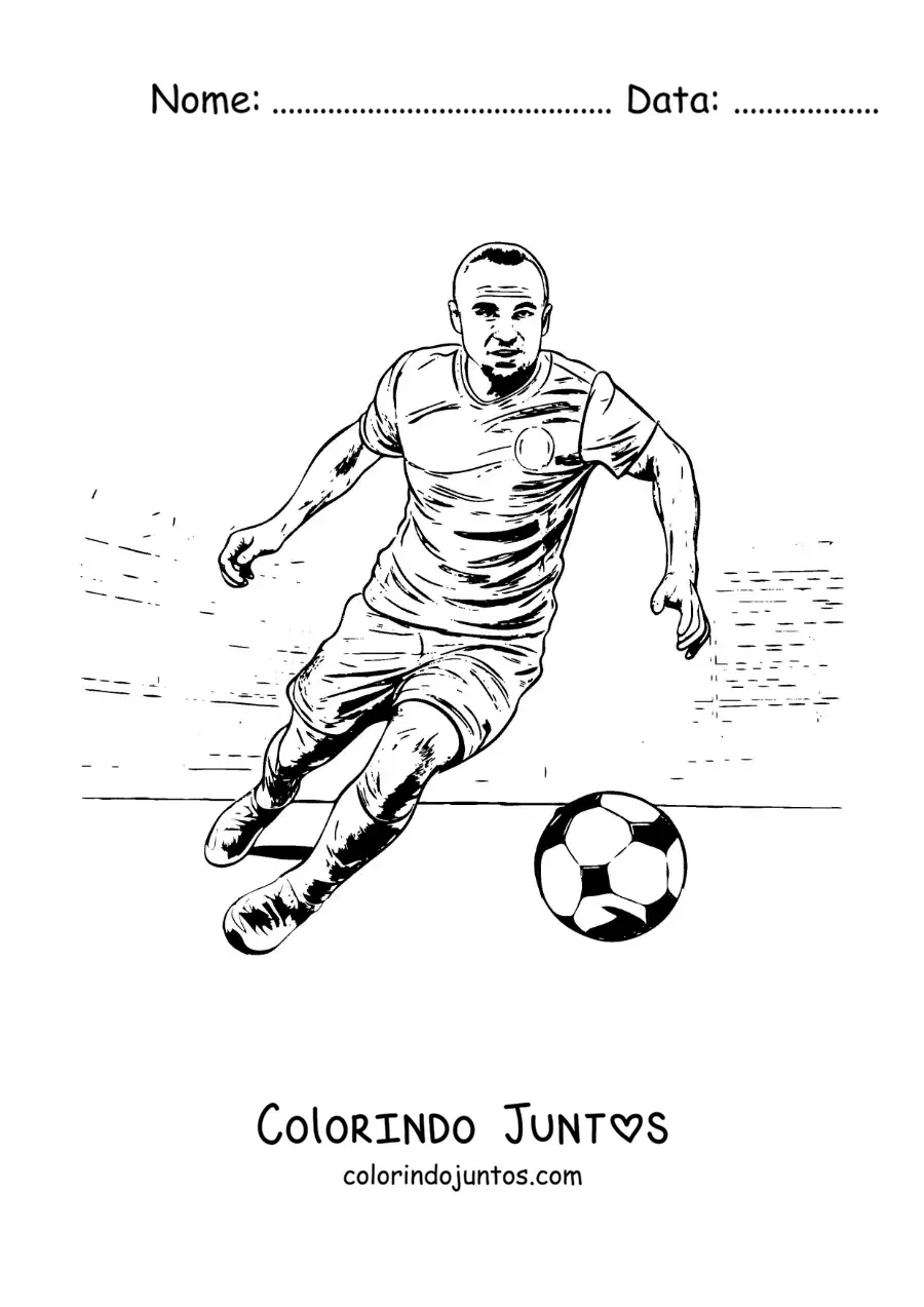 Desenho para colorir de Andres Iniesta jogando futebol
