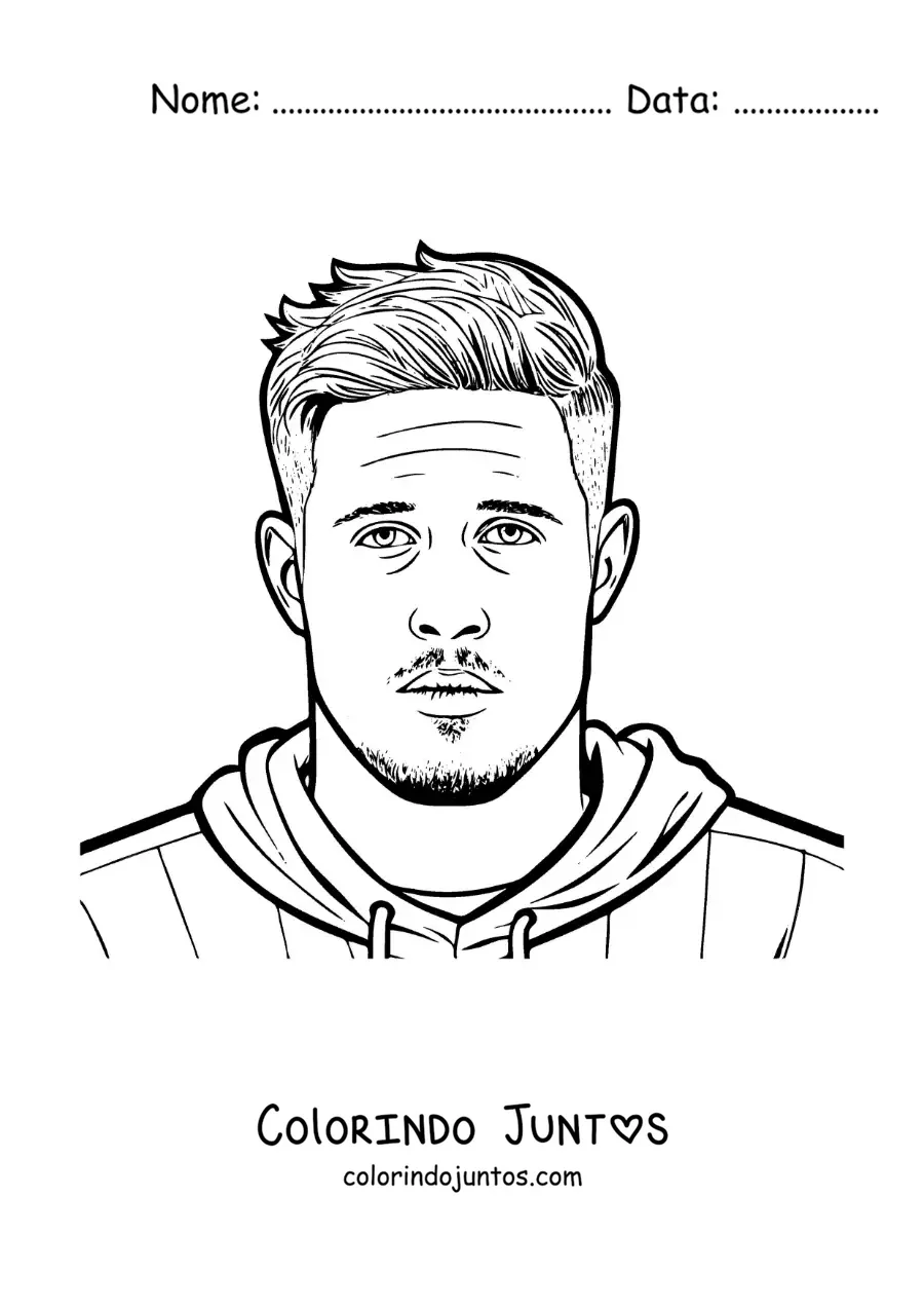 Desenho para colorir de um retrato de Kevin De Bruyne animado