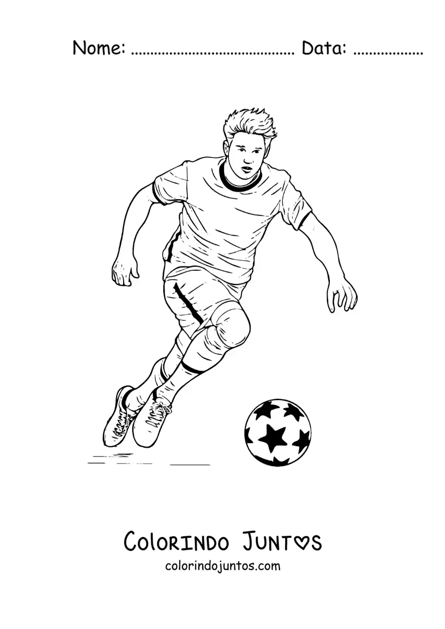 Desenho para colorir de Kevin De Bruyne animado jogando futebol
