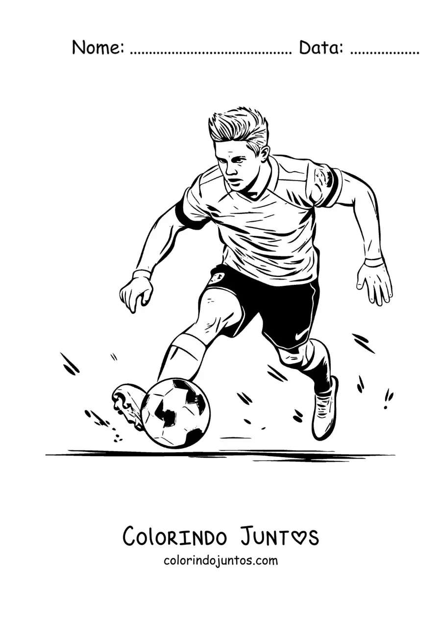Desenho para colorir de Kevin De Bruyne jogando futebol