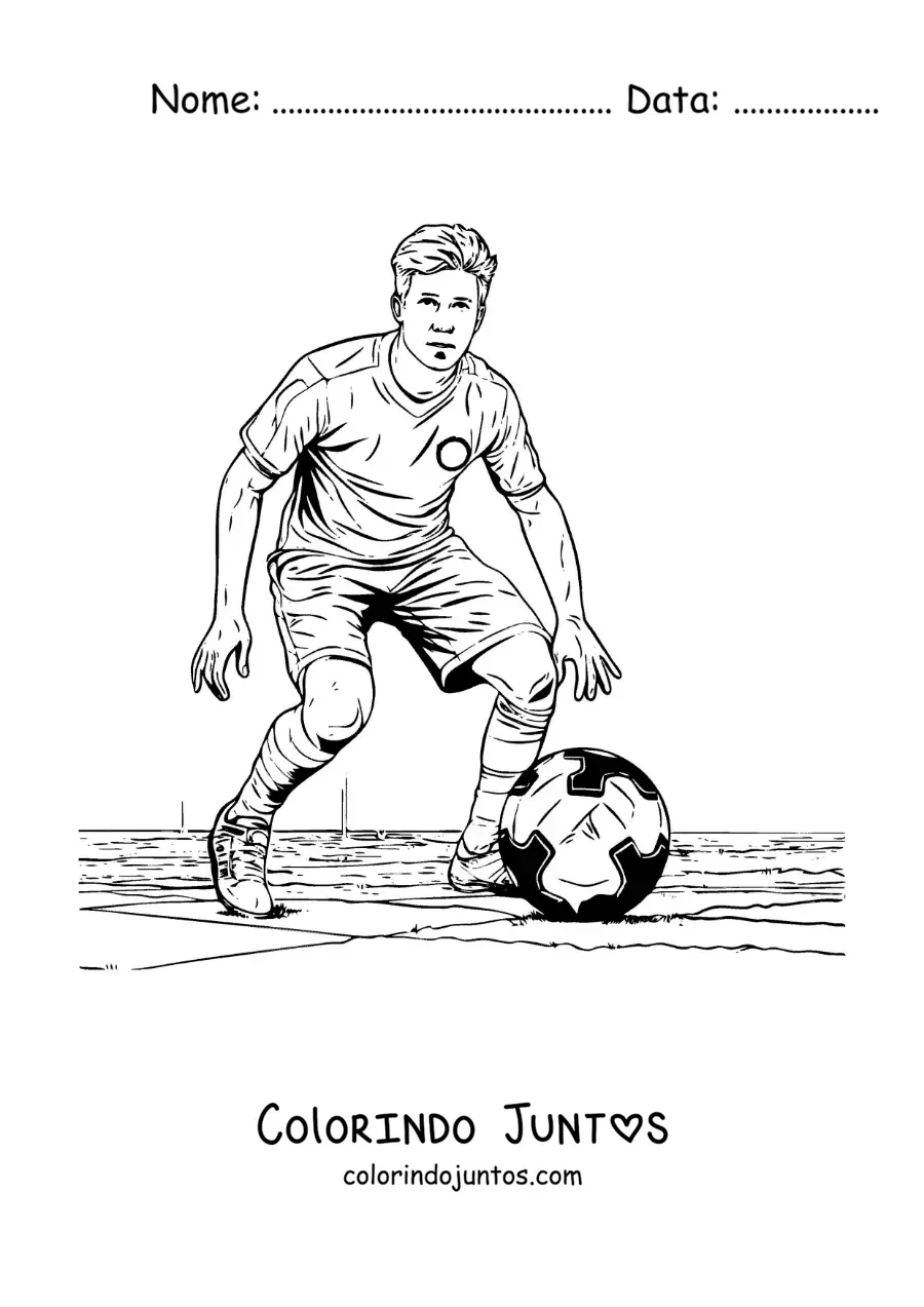 Desenho para colorir de Kevin De Bruyne em uma partida de futebol