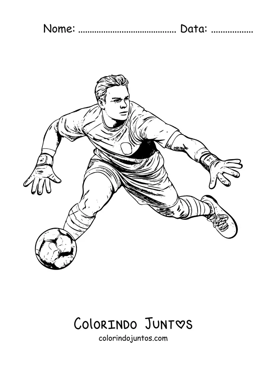 Desenho para colorir de Manuel Neuer animado jogando como goleiro