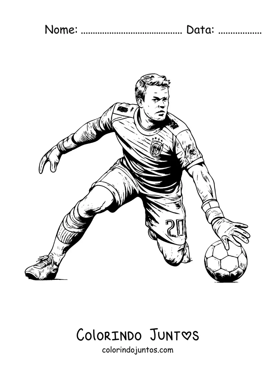 Desenho para colorir do goleiro Manuel Neuer animado