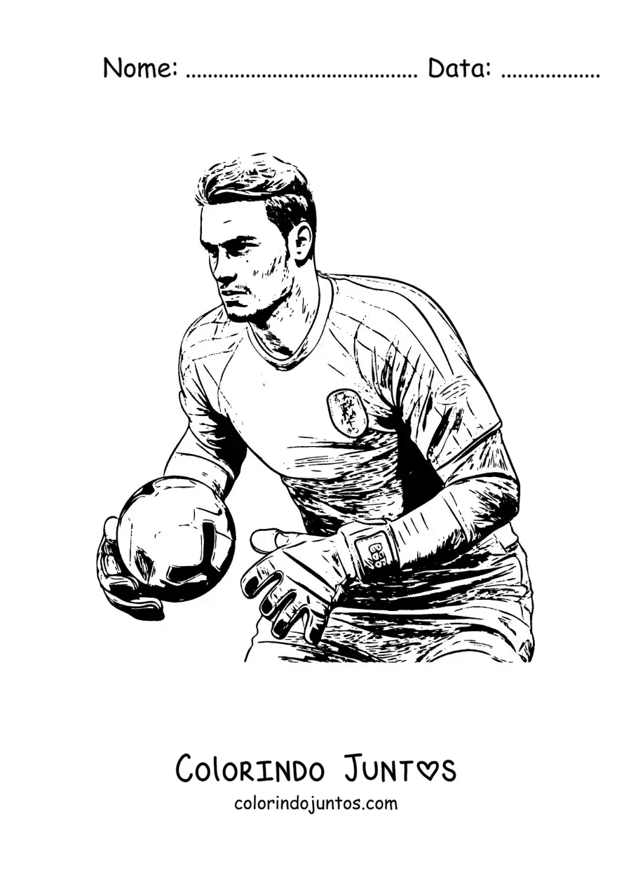 Desenho para colorir de Manuel Neuer jogando futebol