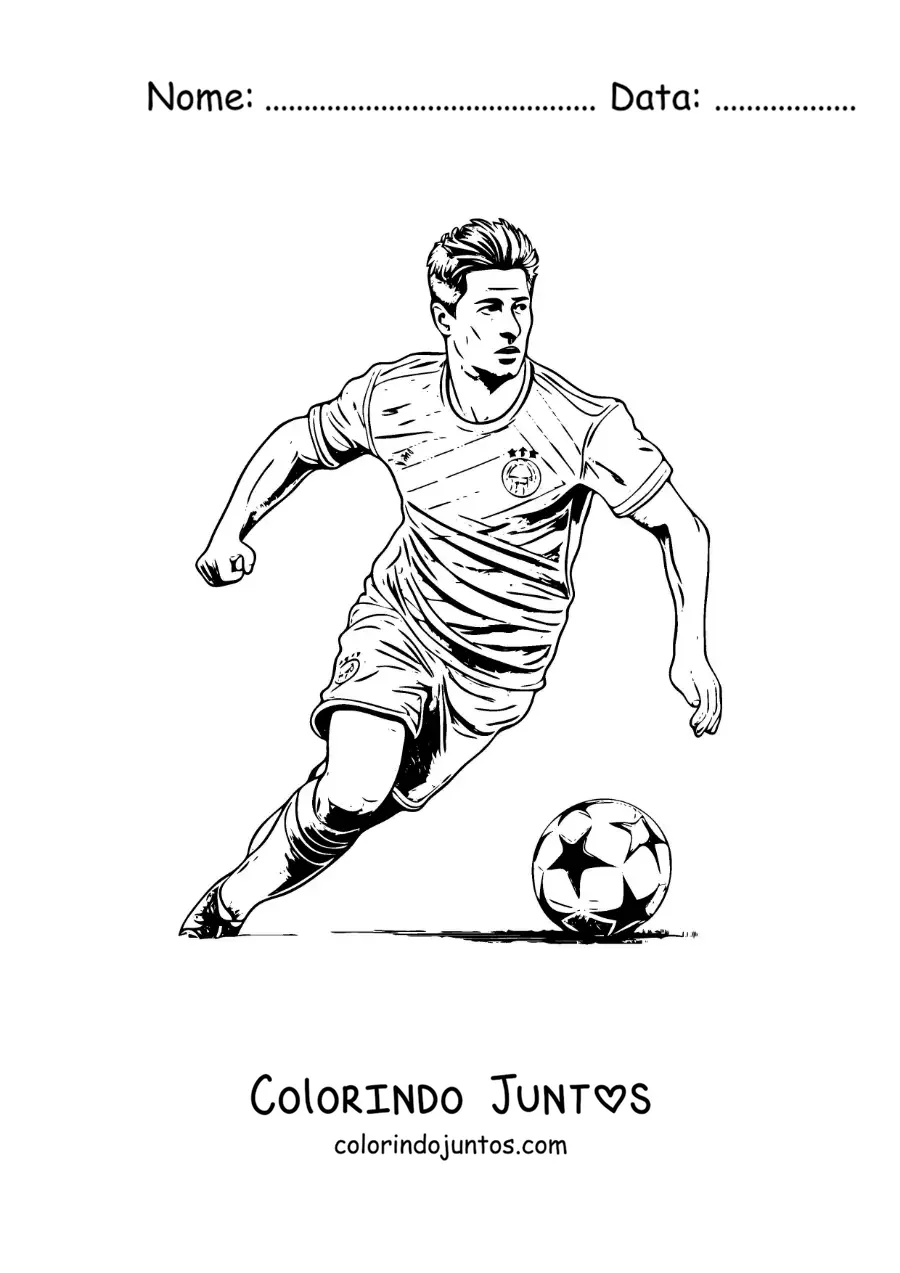 Desenho para colorir de Robert Lewandowski animado jogando futebol