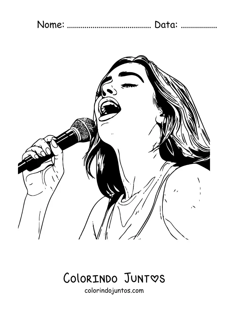 Desenho para colorir de Dua Lipa animada cantando