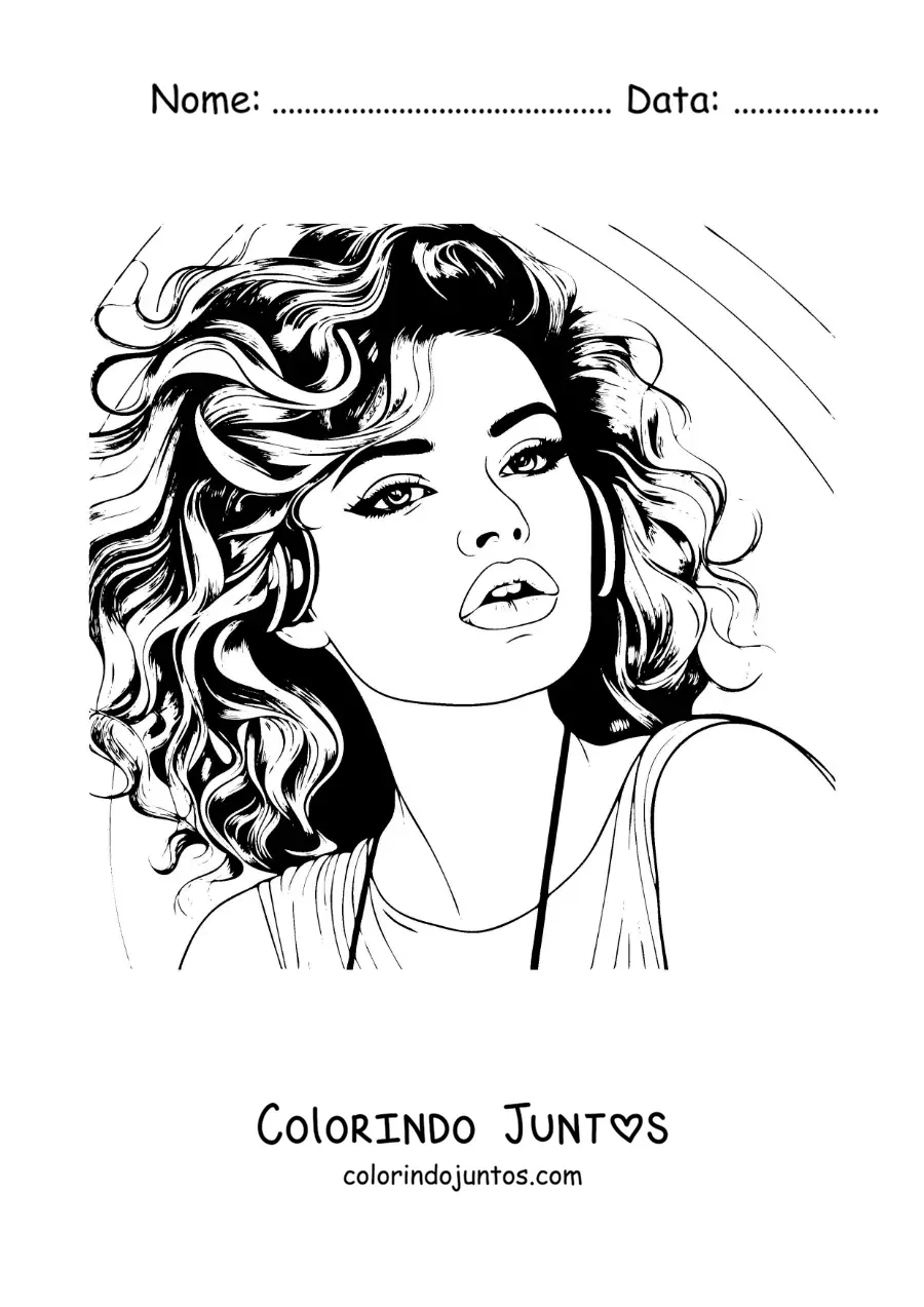 Desenho para colorir de um retrato de Selena Gomez