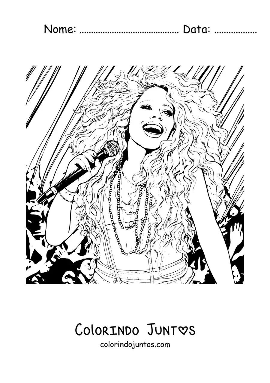 Desenho para colorir de Shakira cantando em um show