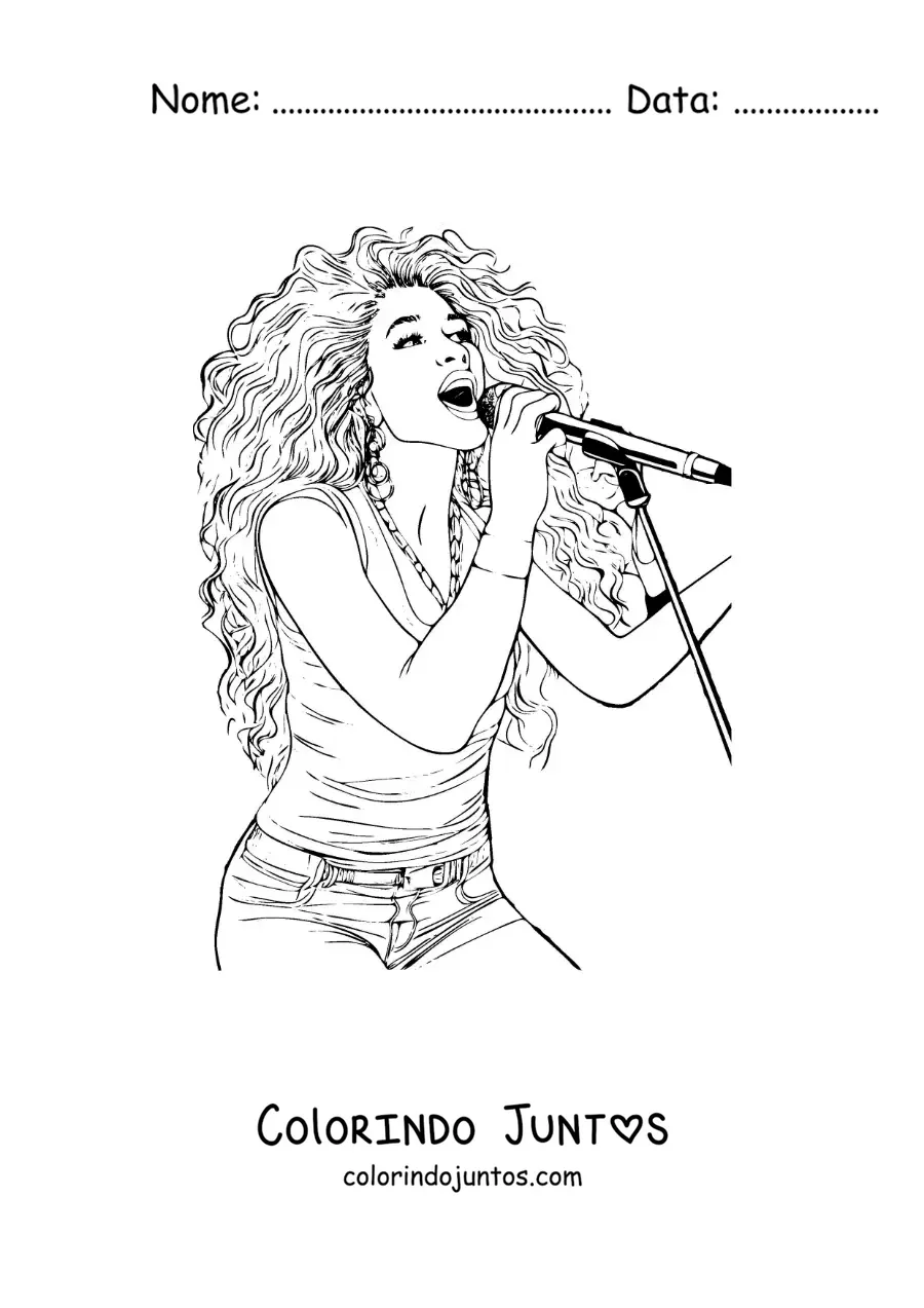 Desenho para colorir de Shakira animada cantando