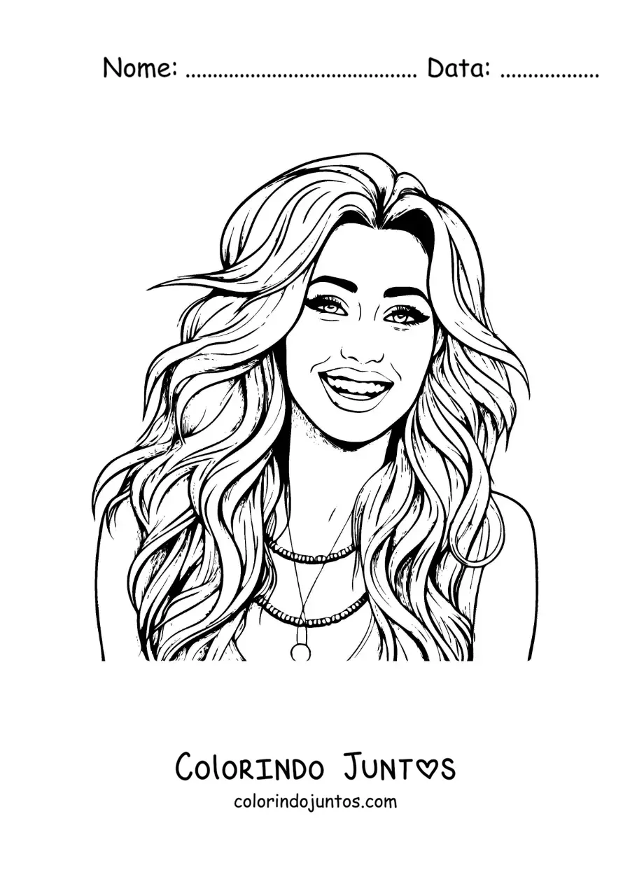 Desenho para colorir de caricatura de Miley Cyrus em Hannah Montana