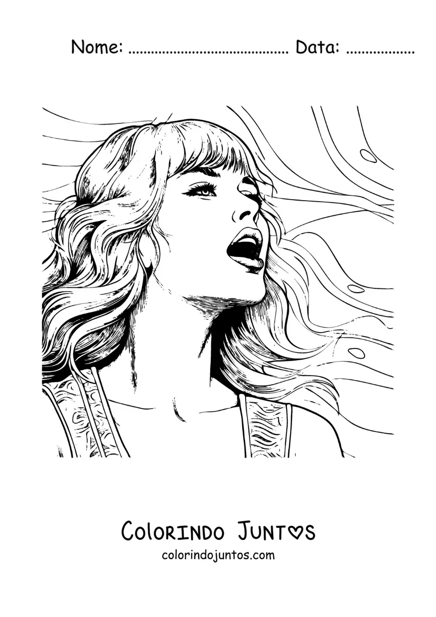 Desenho para colorir de um retrato de Taylor Swift