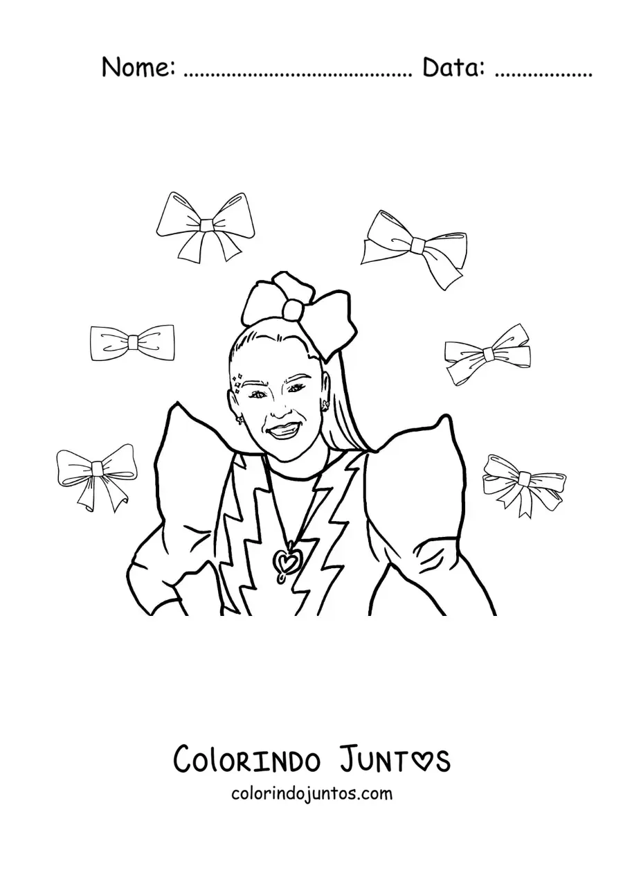 Desenho para colorir de Jojo Siwa animada com lacos