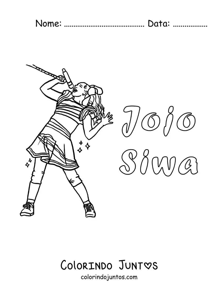 Desenho para colorir de Jojo Siwa animada cantando