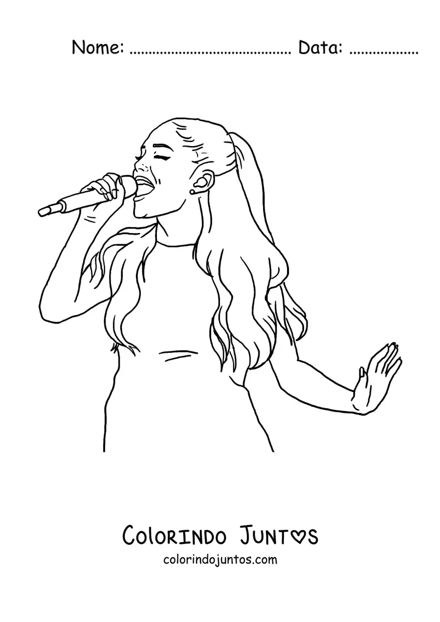 Desenho para colorir de Ariana Grande animada cantando