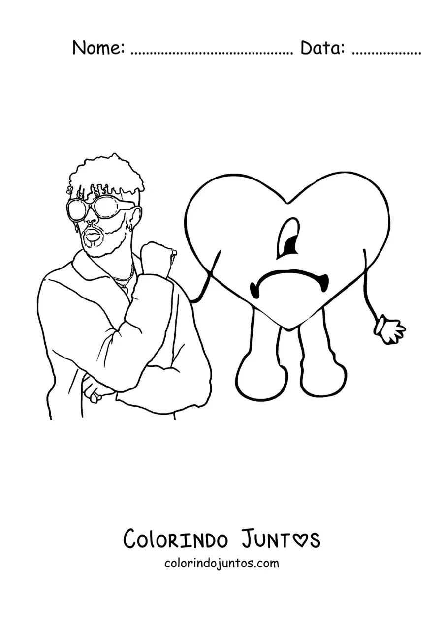 Desenho para colorir de Bad Bunny e seu album Un Verano Sin Ti