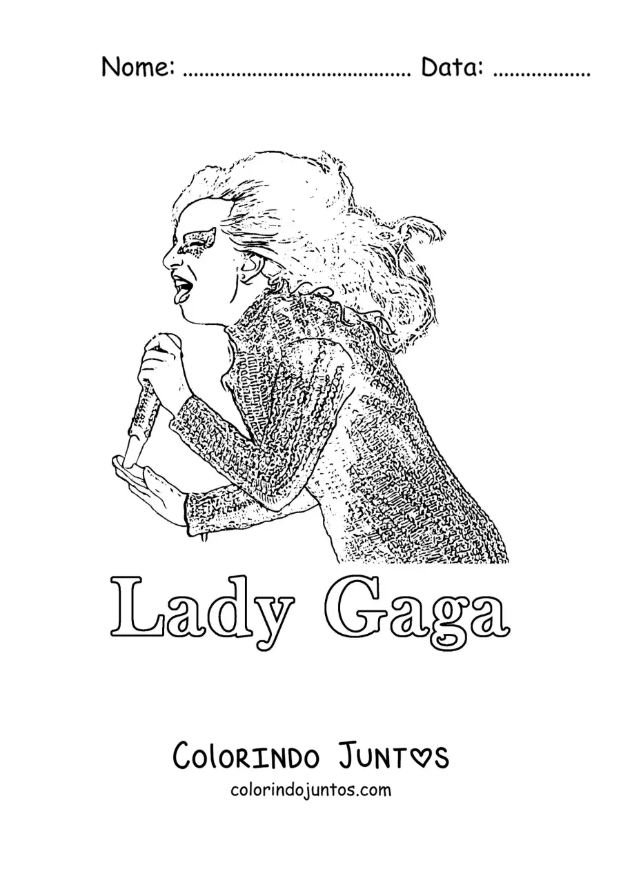 Desenho para colorir de Lady Gaga em um show em estilo realista