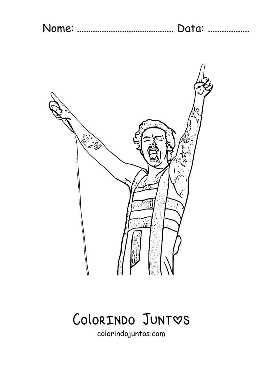 Desenho para colorir de Harry Styles cantando em estilo realista