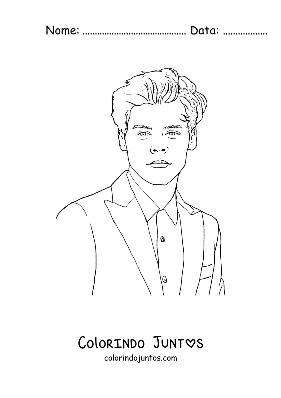Desenho para colorir de um retrato de Harry Styles em estilo realista
