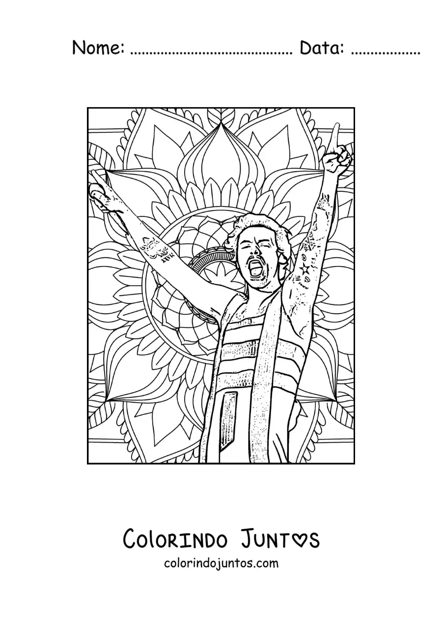 Desenho para colorir de mandala de Harry Styles cantando