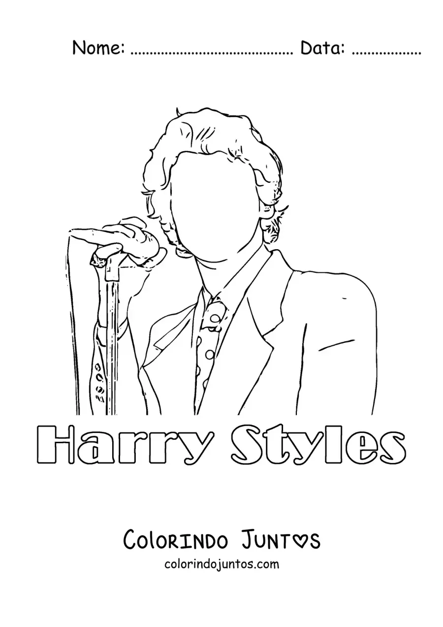Desenho para colorir de silhueta de Harry Styles cantando
