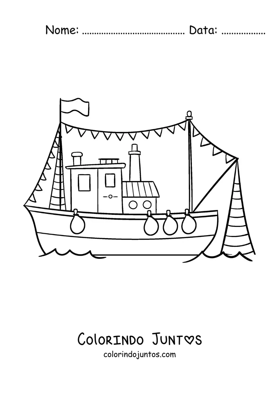Desenho para colorir de barco pesqueiro