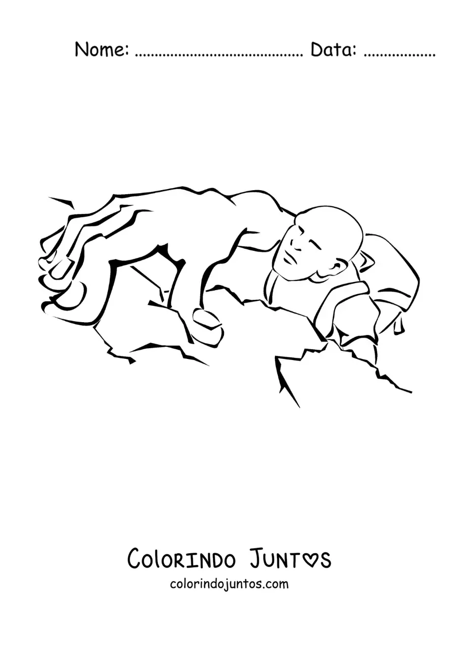 Desenho para colorir de um excursionista escalando ate o topo