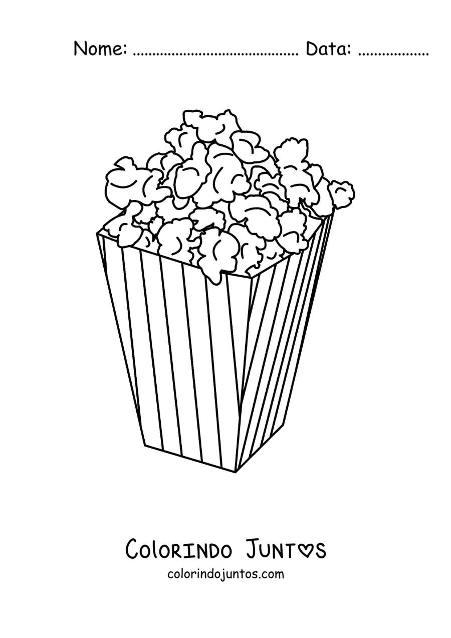 Desenho para colorir de pipoca de cinema