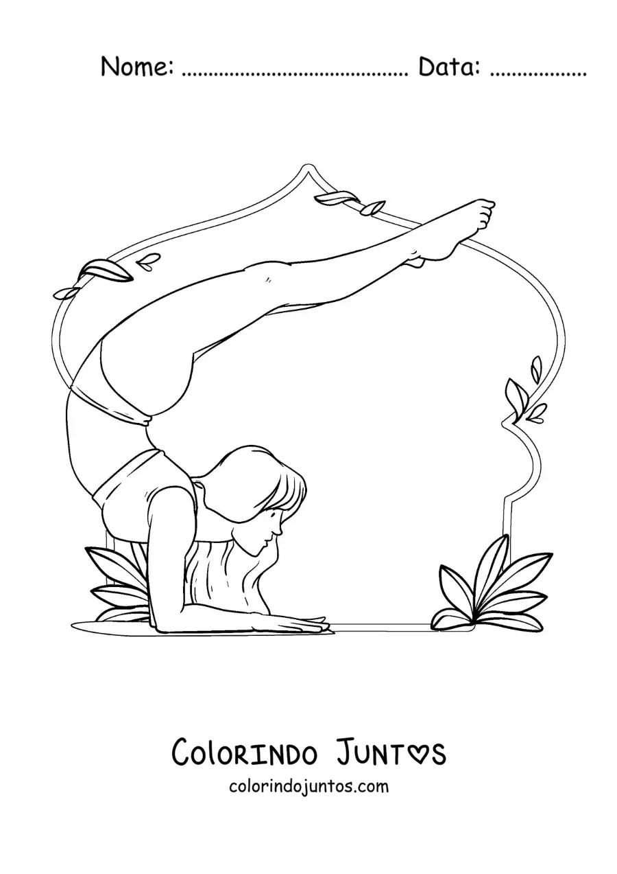 Desenho para colorir de uma mulher fazendo ioga