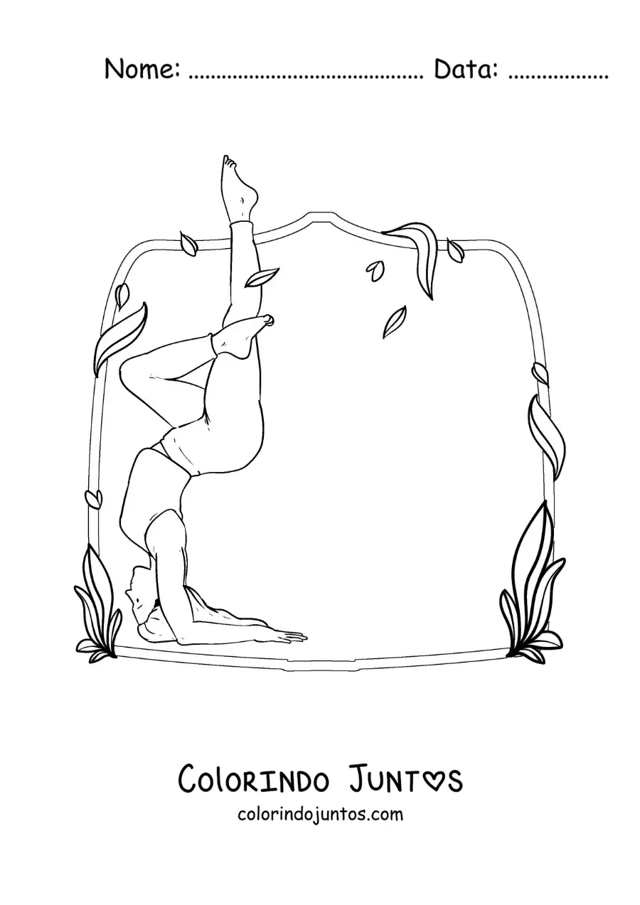 Desenho para colorir de uma jovem praticando ioga