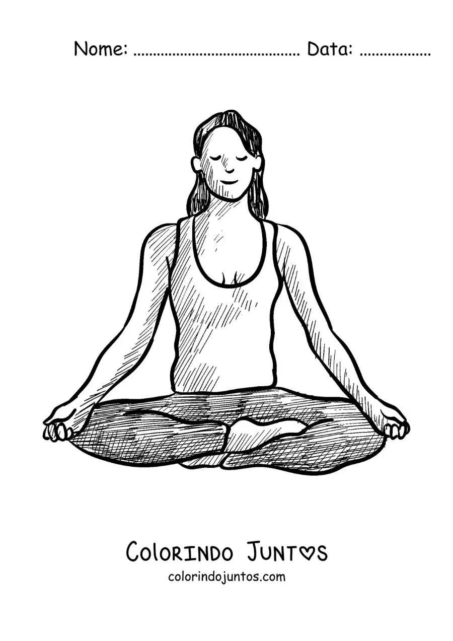 Desenho para colorir de uma mulher meditando