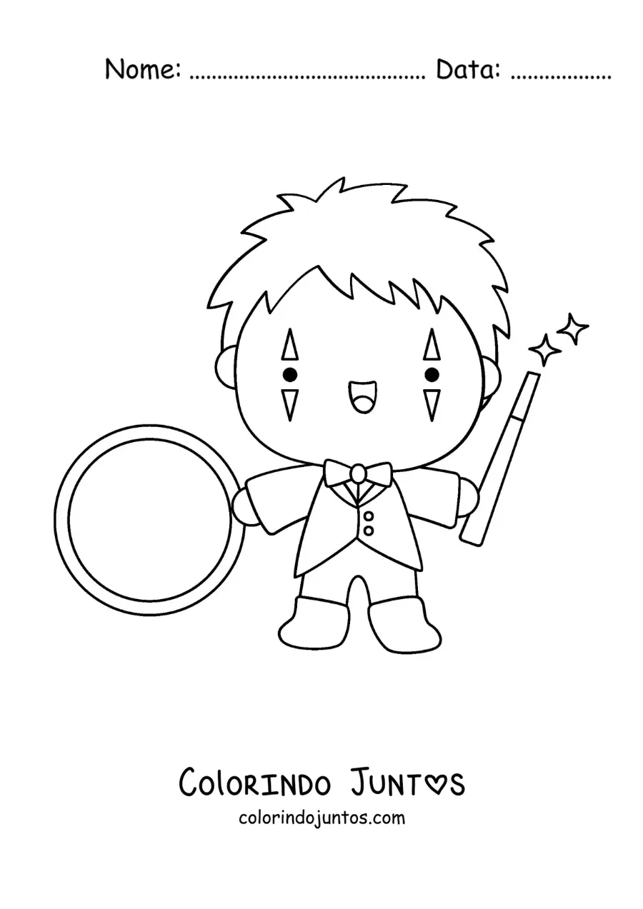 Desenho para colorir de um domador de circo animado