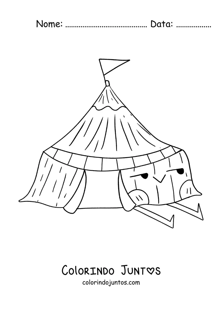 Desenho para colorir de uma tenda de circo animada