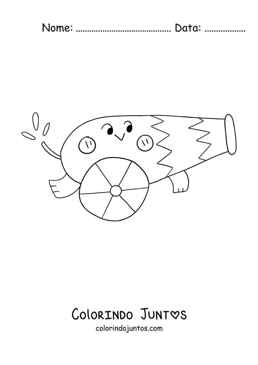 Desenho para colorir de um canhao de circo animado
