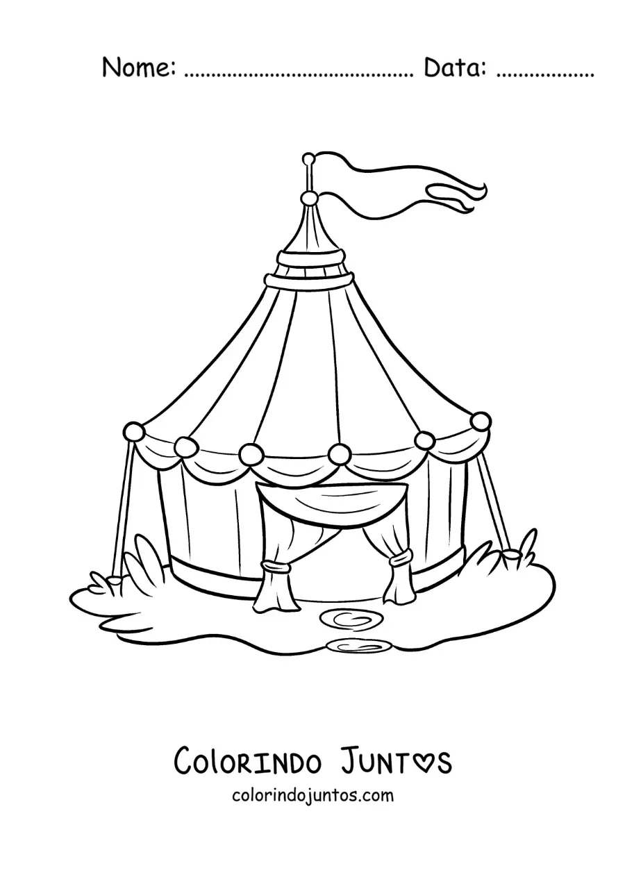 Desenho para colorir de uma tenda de circo
