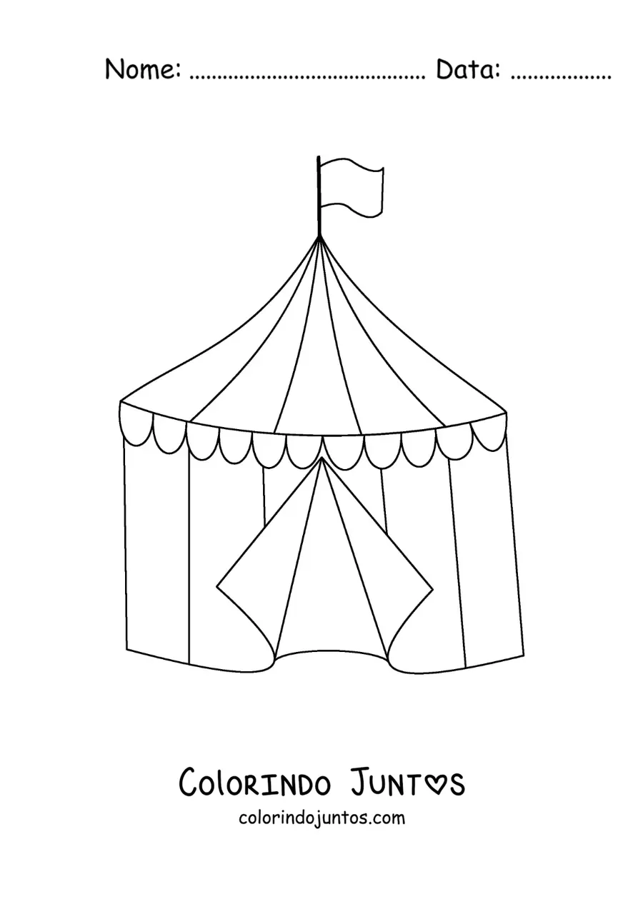 Desenho para colorir de uma tenda de circo em desenho