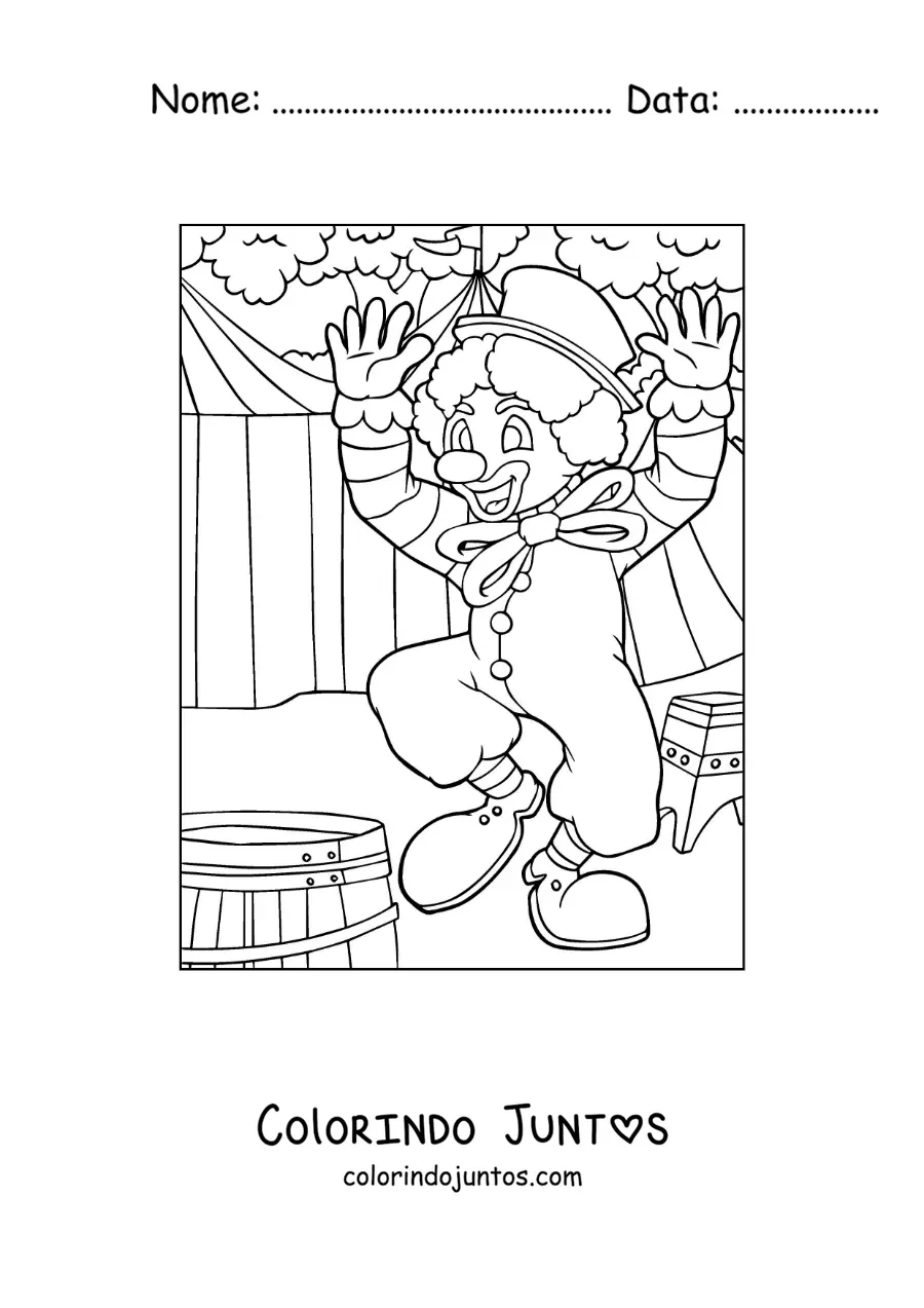 Desenho para colorir de um palhaco no circo