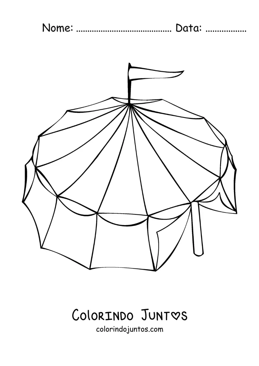 Desenho para colorir de uma tenda de circo grande