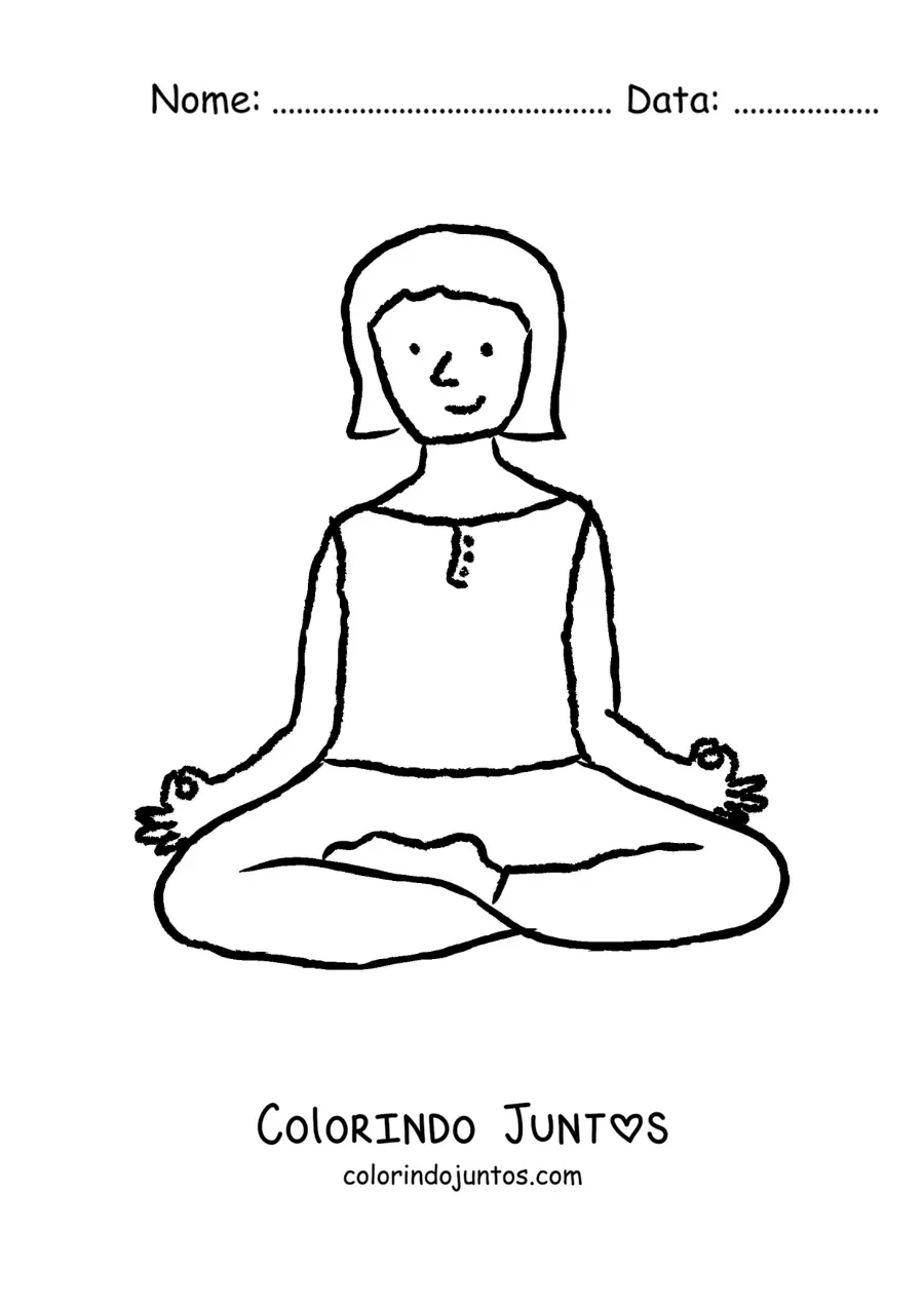 Desenho para colorir de uma mulher meditando
