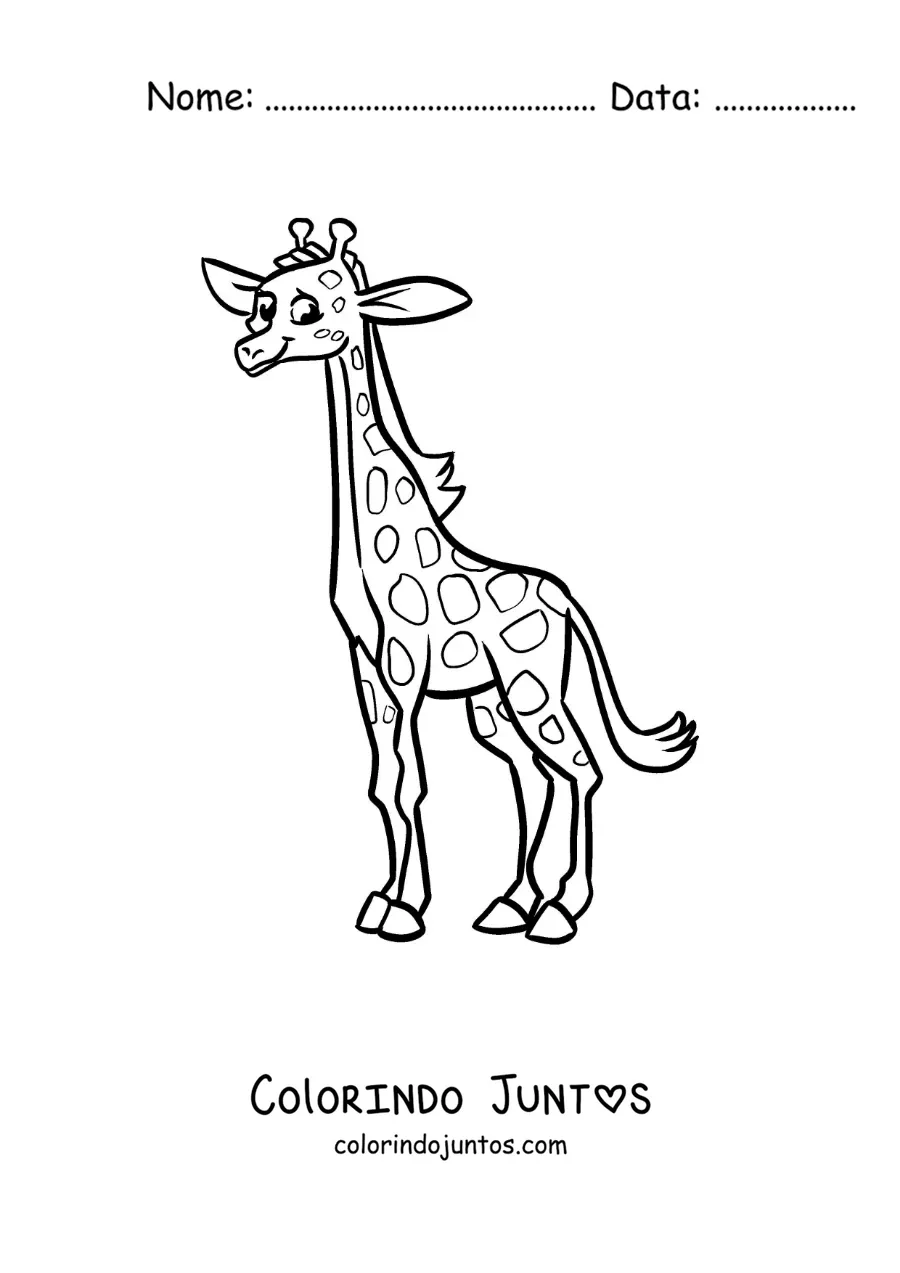 Desenho para colorir de uma girafa de zoologico animada