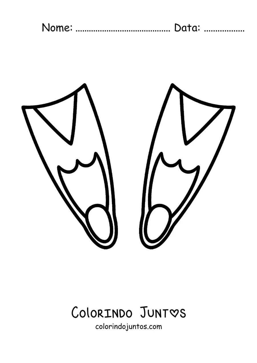 Desenho para colorir de um par de nadadeiras para natacao