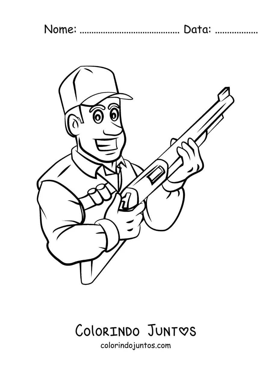 Desenho para colorir de um caçador animado