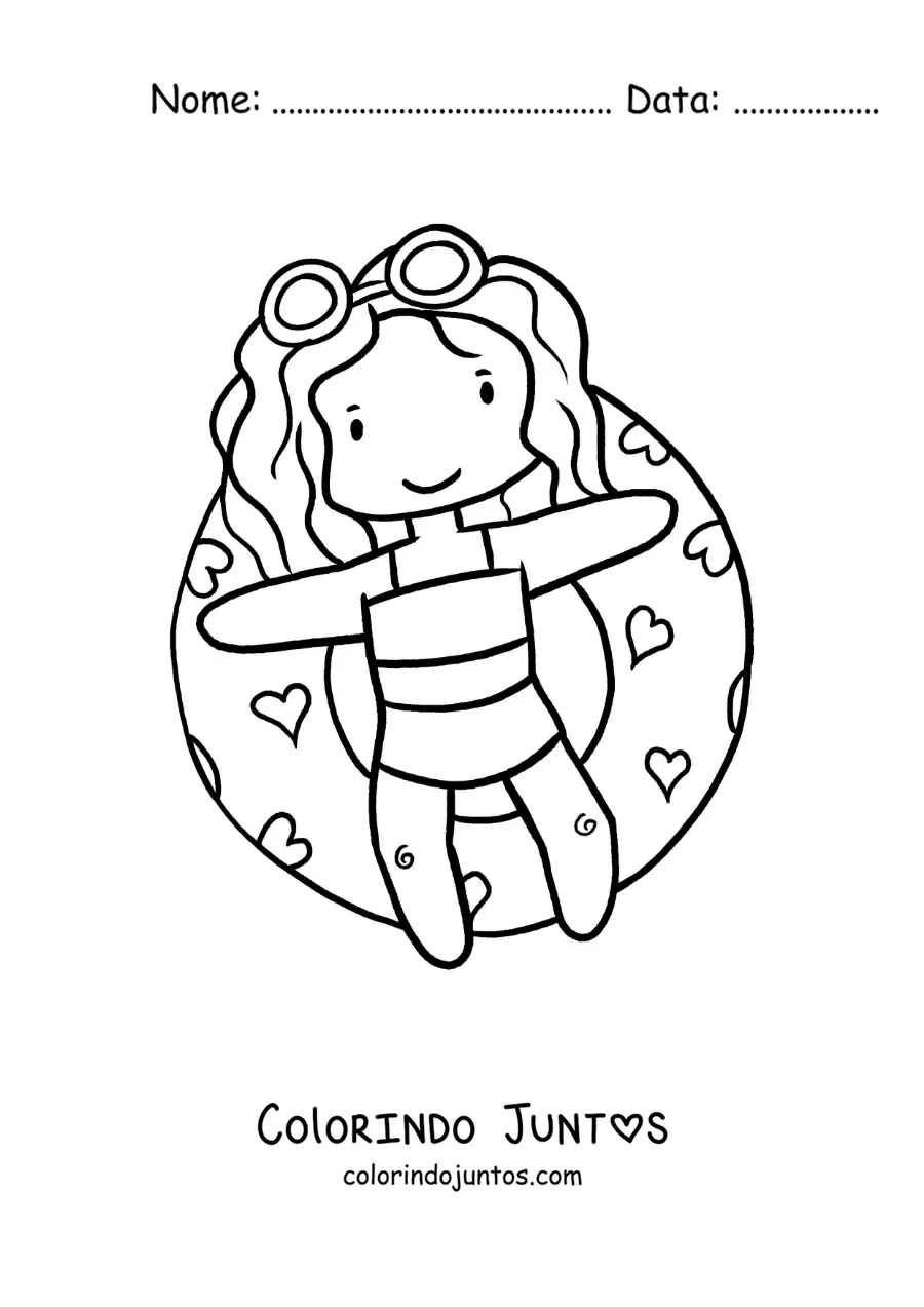 Desenho para colorir de uma menina boiando em uma piscina