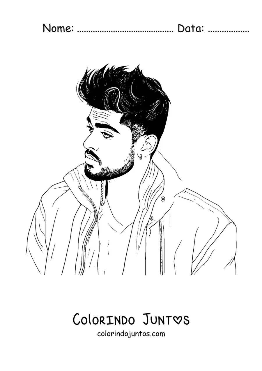 Desenho para colorir de um retrato do cantor Zayn Malik