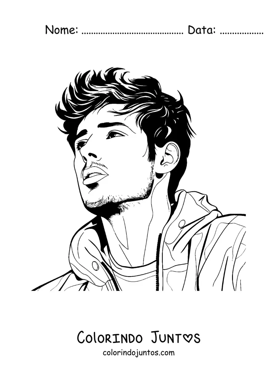 Desenho para colorir de um retrato de Sebastián Yatra
