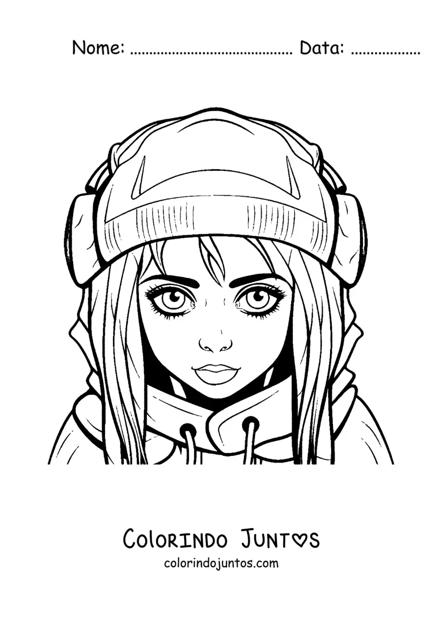 Desenho para colorir de Billie Eilish em desenho animado