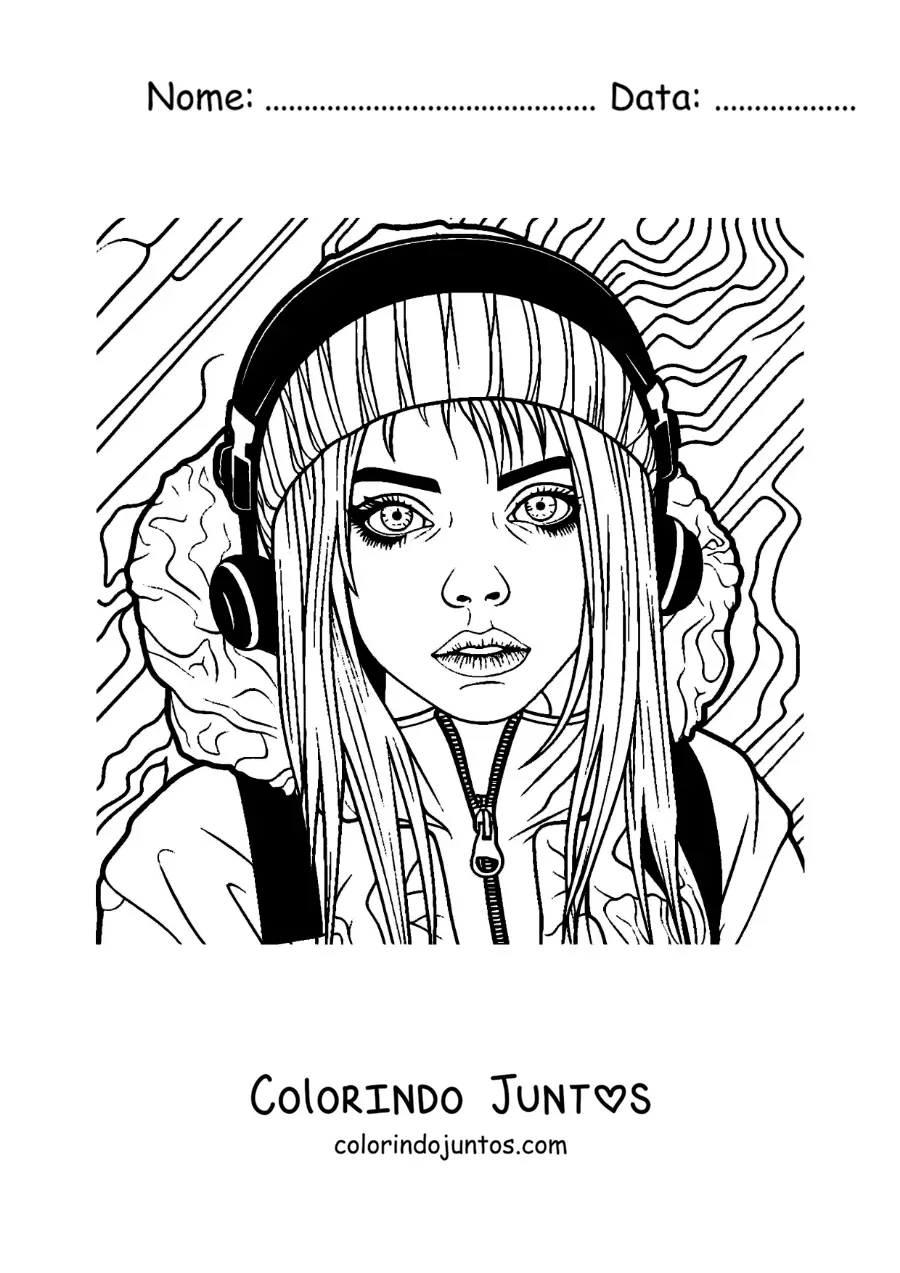 Desenho para colorir de Billie Eilish animada